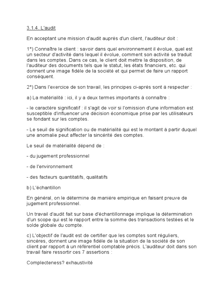 Les 7 assertions d'audit expliquées | PDF | Contrôle interne | Audit