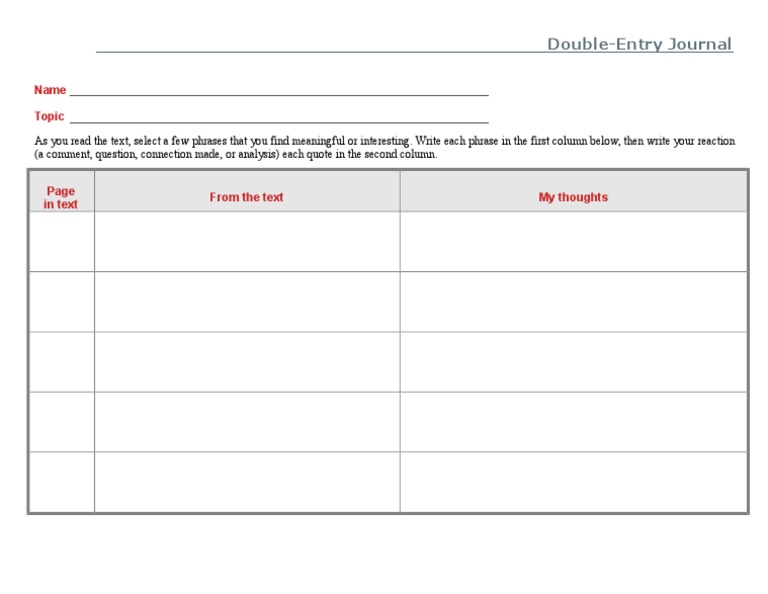 Double-Entry Journal Template | PDF