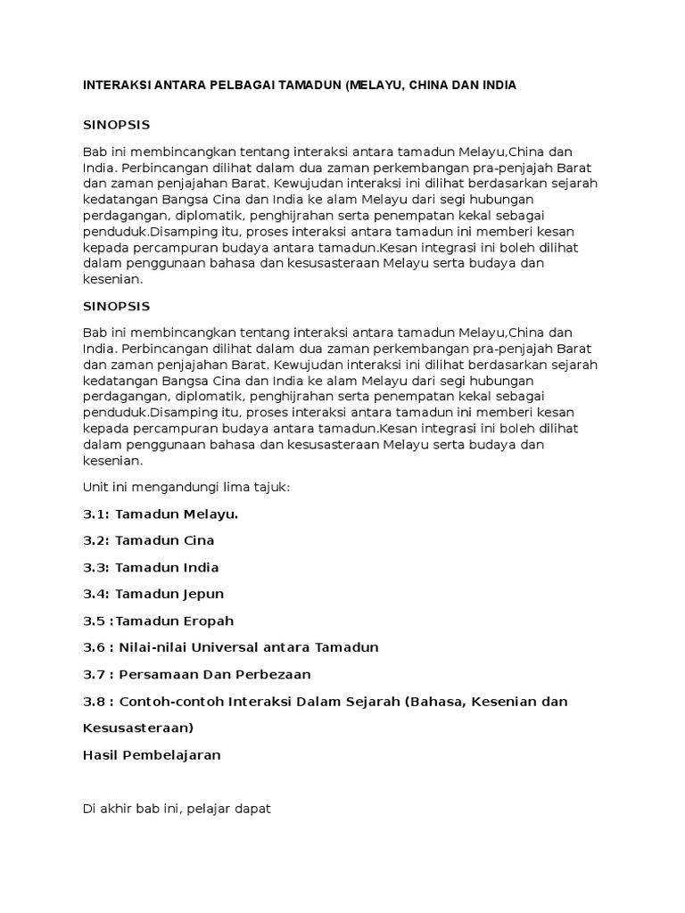 Interaksi Antara Pelbagai Tamadun Melayu China Dan India Pdf