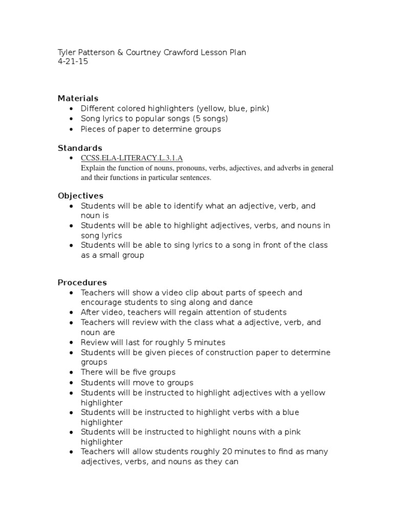 Adjective Lesson Plan for Grade 4 | PDF | Adjective | Verb
