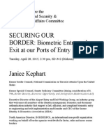 Biometric Entry and Exit at our Ports of Entry
