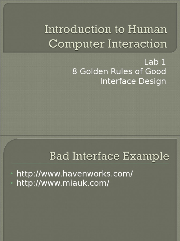 Lab 1 8 Golden Rules of Good Interface Design | PDF | Menu (Computing ...