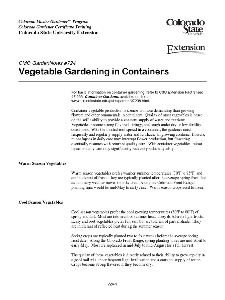 Container Vegetable Gardening Guide | PDF | Vegetables | Soil