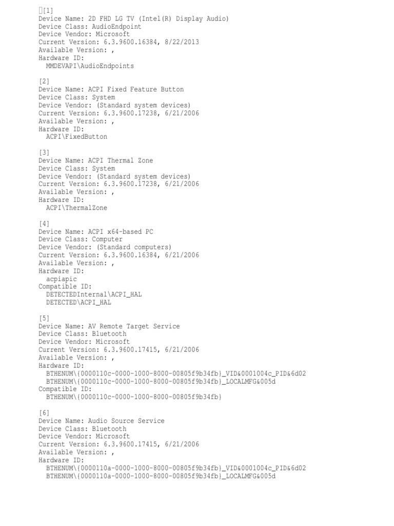 Device Driver Information Summary | PDF | Usb | Computer Hardware