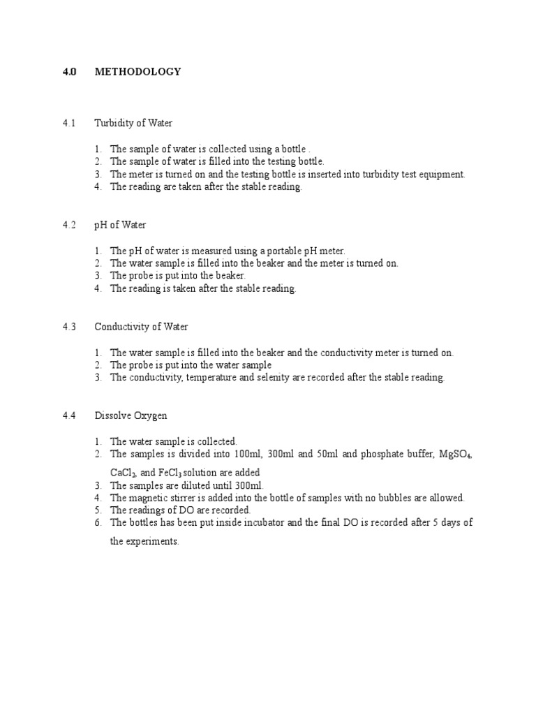 Water Quality Testing Methodology | PDF