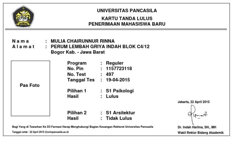 Kartu Tanda Lulus D3 Farmasi UP | PDF | Karier & Perkembangan ...