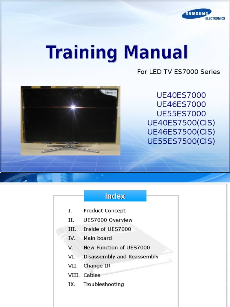 Samsung Training Manual Led TV Uexxes7000 Uexxes7500 En | Hdmi | Digital  Television