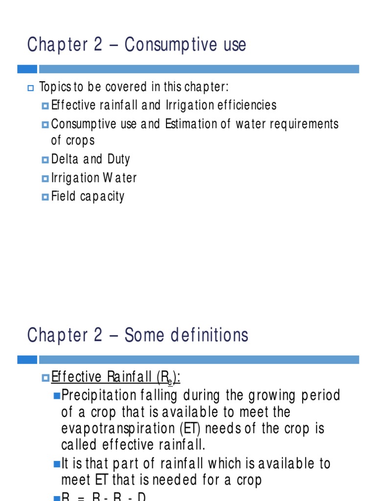 Irrigation Water Requirement and Efficiency | PDF | Evapotranspiration ...