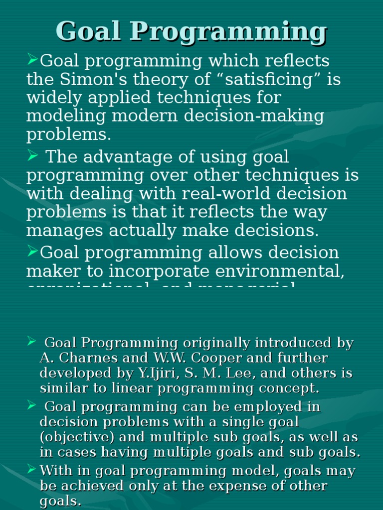 Goal Programming Model PDF Logistics Labour Economics
