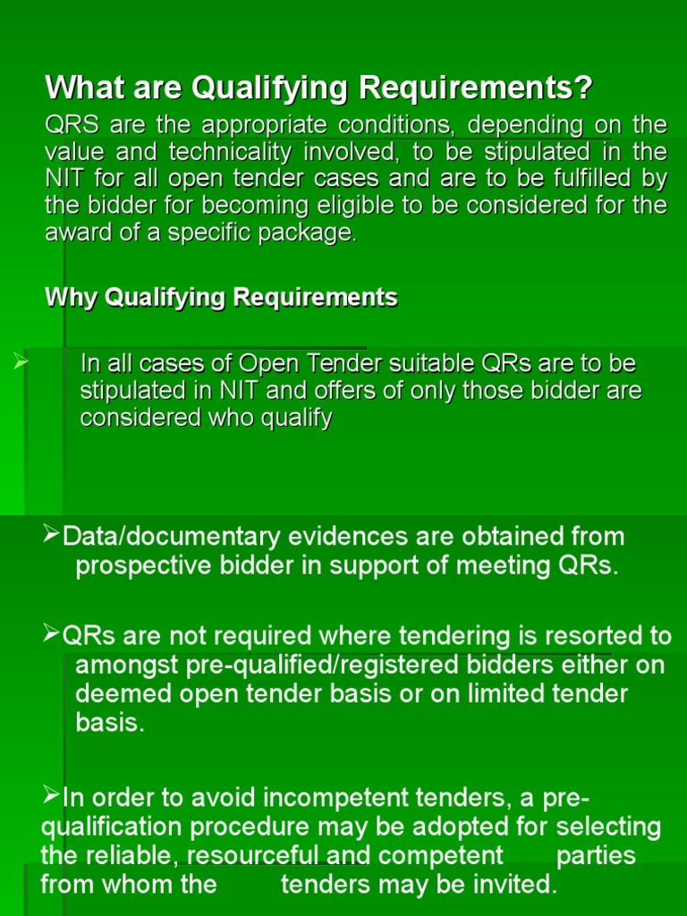 Understanding Qualifying Requirements in Tenders | PDF | Fire Sprinkler ...