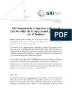 GRI Renewable Industries Celebra El Día Mundial de La Seguridad y La Salud en El Trabajo