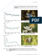 Figure 3.2 European Indices (Blue Lines) and Trends (Black Line Decline, Green Line Stable) of Three Butterflies in Europe