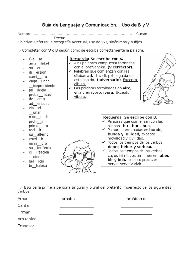 Guía de Uso de B y V en Ortografía | PDF