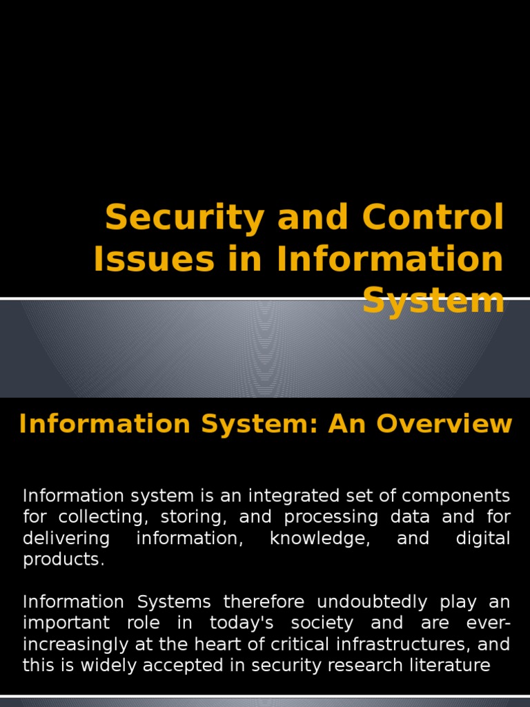 Security and Control Issues in Information System | PDF | Information ...