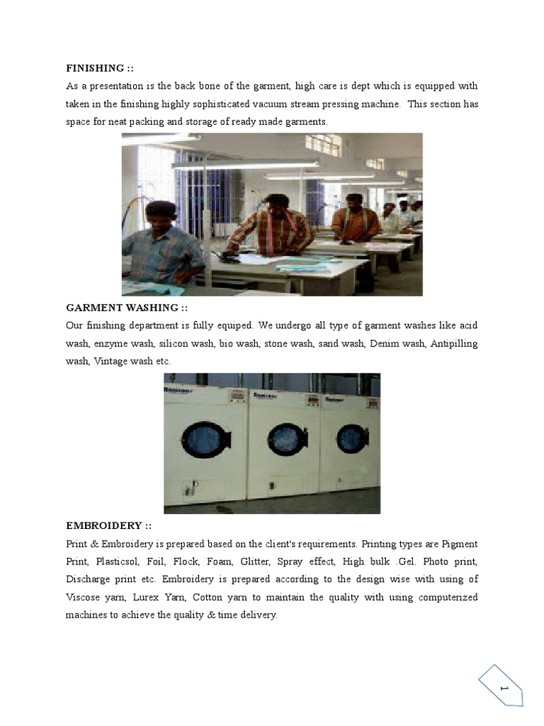 Garments Finishing | PDF | Dyeing | Textiles