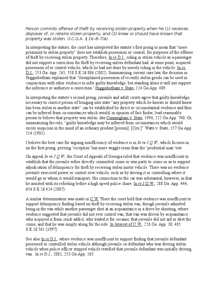 Memo Theft by Receiving | PDF | Theft | Crime & Violence