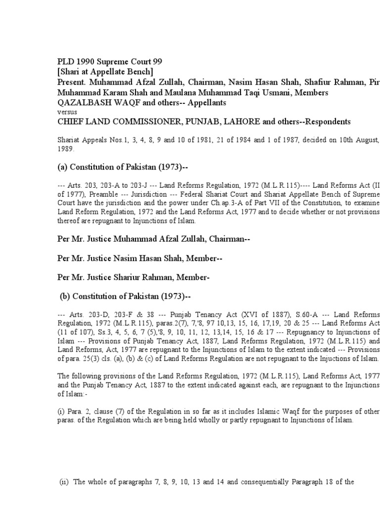 Qazilbash Waqf Case Question Quran