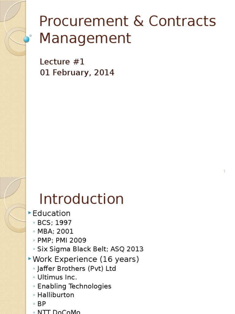 Procurement & Contracts Management Overview | PDF | Supply Chain ...