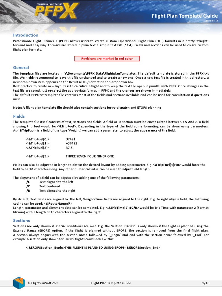 Flight Plan Template Guide Air Traffic Control Airport