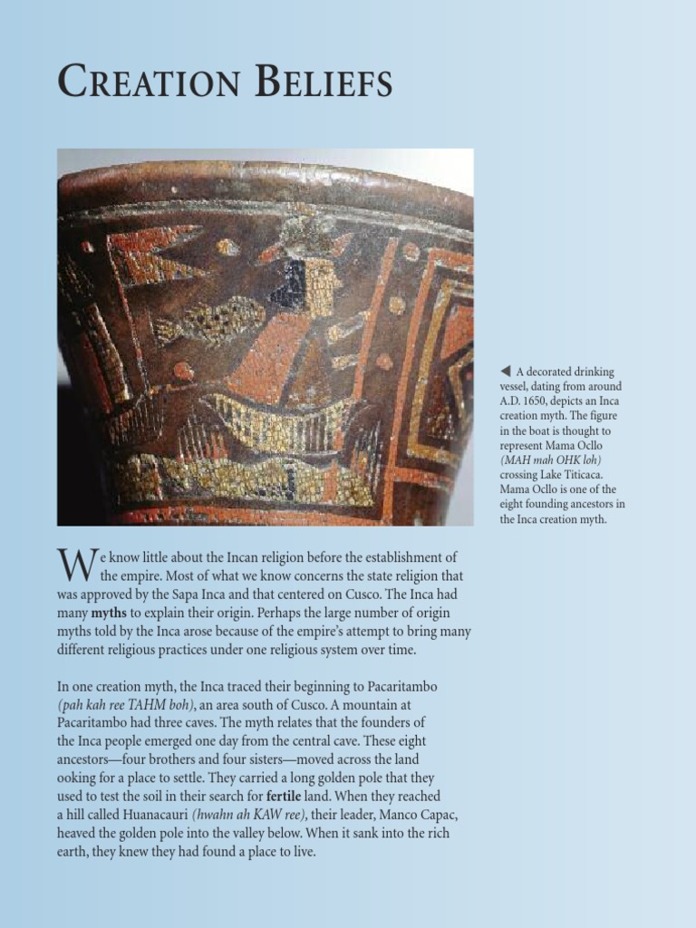 Inca Creation Myths Explained | PDF | Inca Empire | Cultural Anthropology
