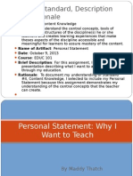 Personal Statement Standard 4