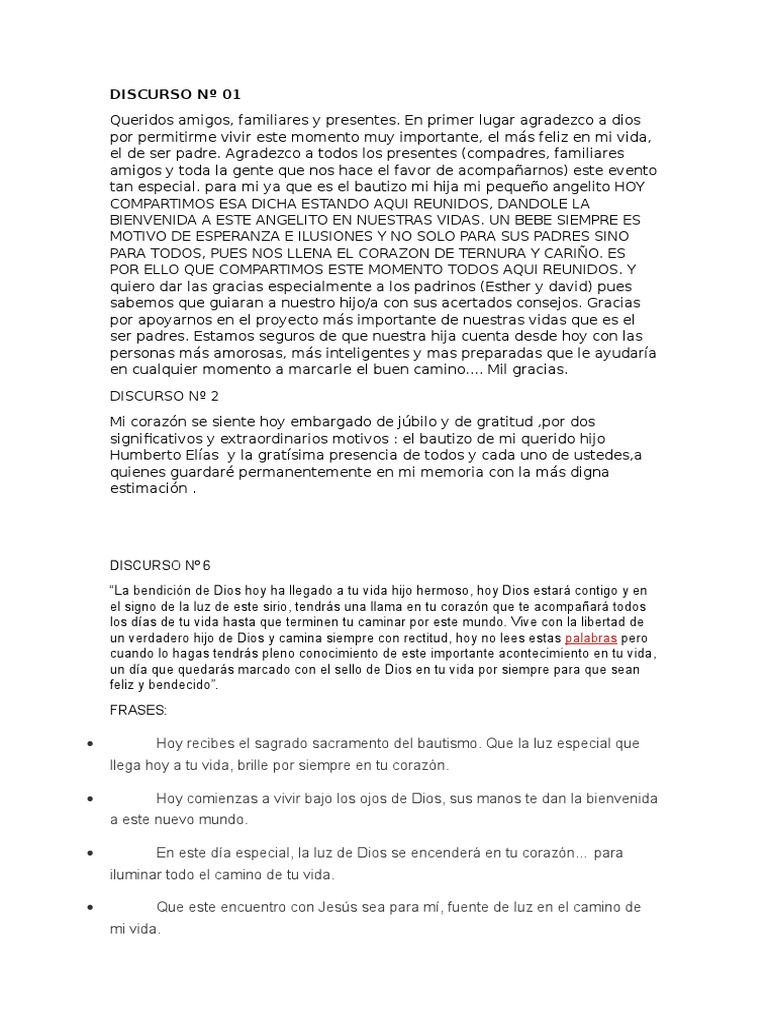 Discurso para Bautizo de una Hija