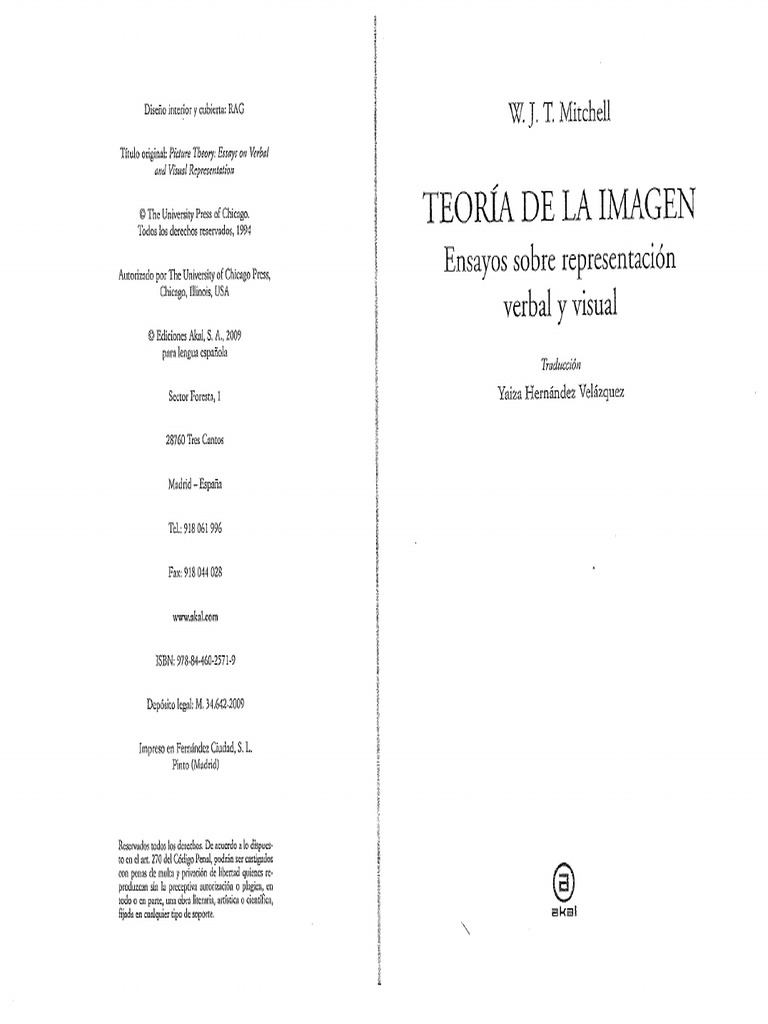 W.J.T Mitchell - Teoría de La Imagen: Ensayos Sobre Representación ...