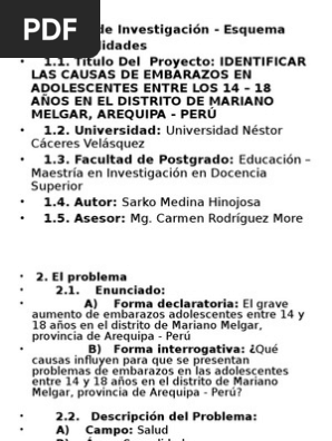 Proyecto De Investigación Embarazo Adolescente