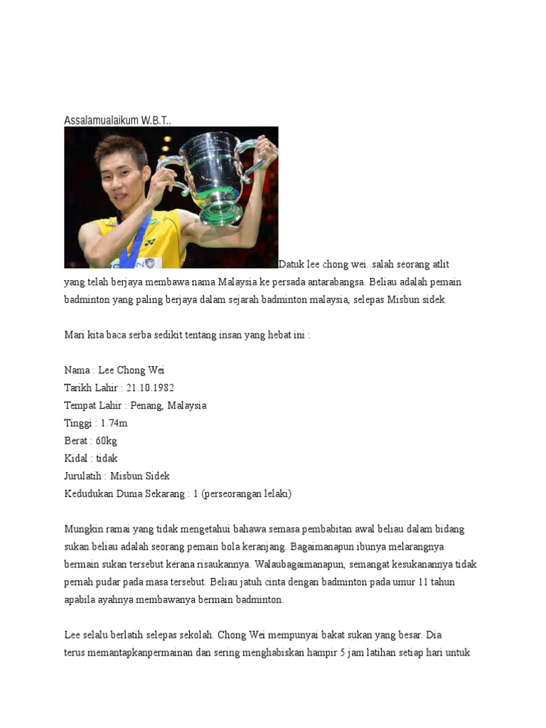 Dato Lee Chong Wei Pdf