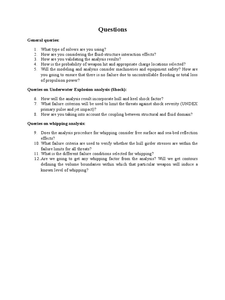 Questions: General Queries | PDF