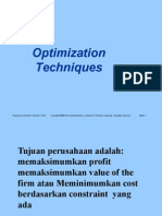 Optimization Techniques and New Management Tools