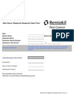 After Hours Telephone Allowance Claim Form