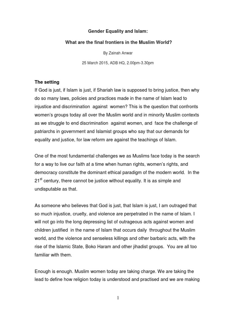 Gender Equality in Islam: A Call for Change | PDF | Gender Equality ...