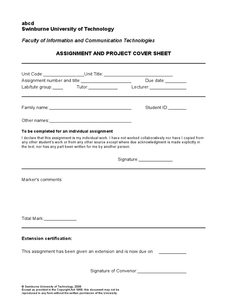 Assignment Cover Sheet Template1 | PDF