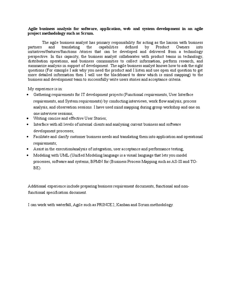 Agile Business Analyst Role Overview | PDF
