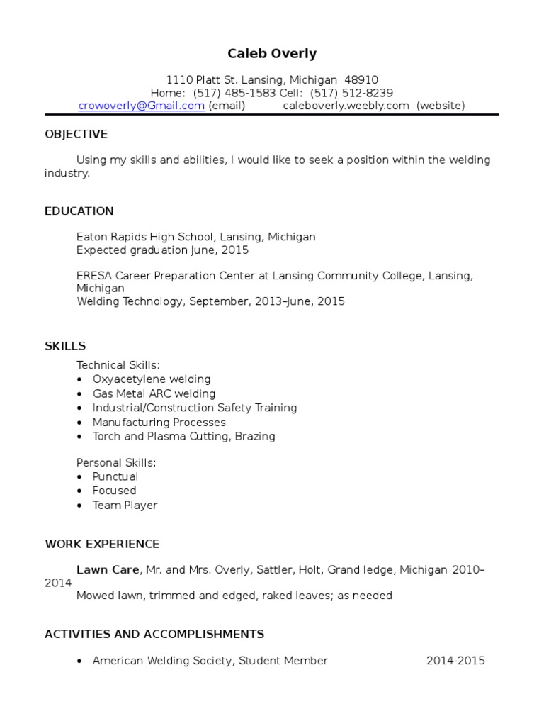 Caleb Overly Resume | PDF