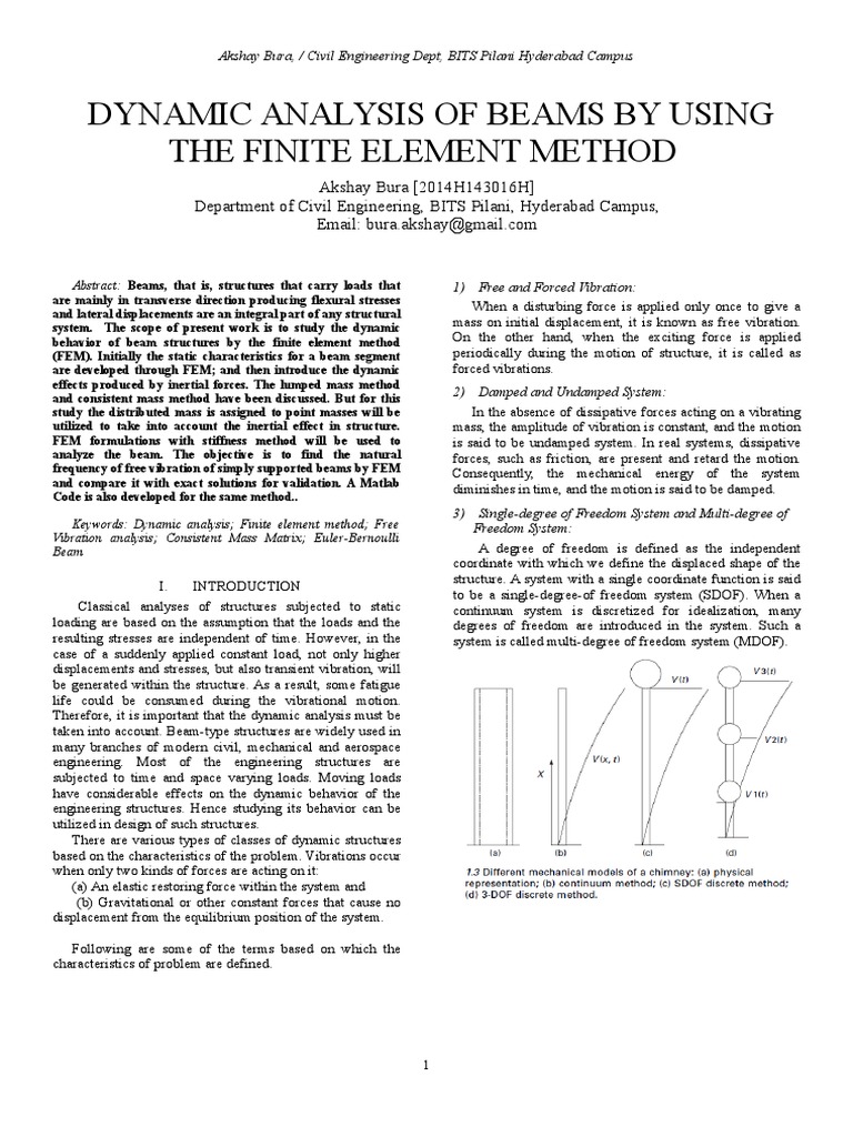 Dynamic Beam Analysis Using FEM | PDF | Finite Element Method | Force