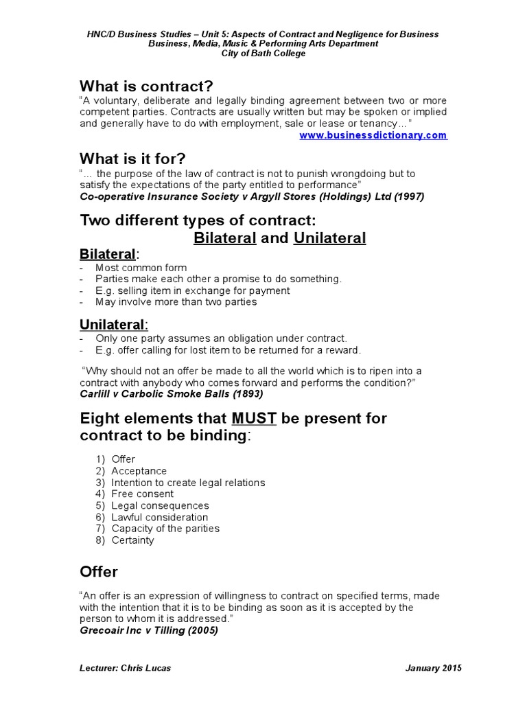 Contract Law HO1 (Intro-Offer-Acceptance) | PDF | Offer And Acceptance ...