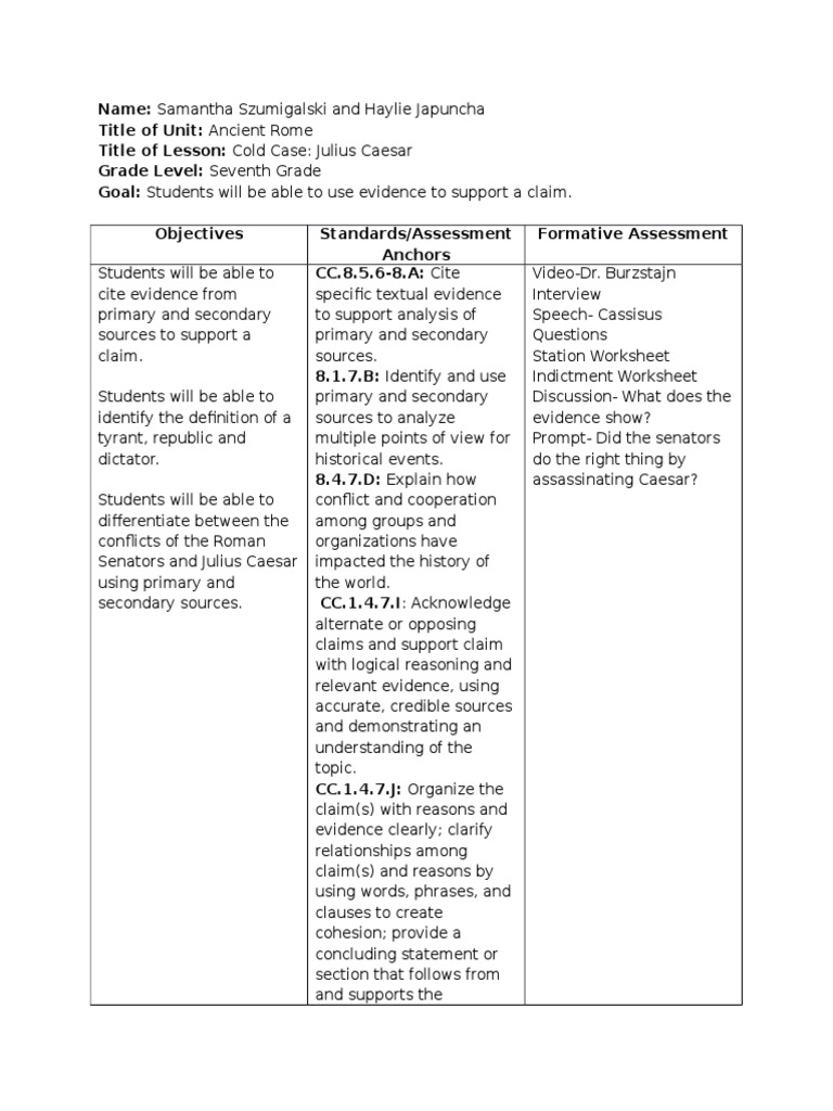 julius caesar lesson plan pdf roman republic julius caesar
