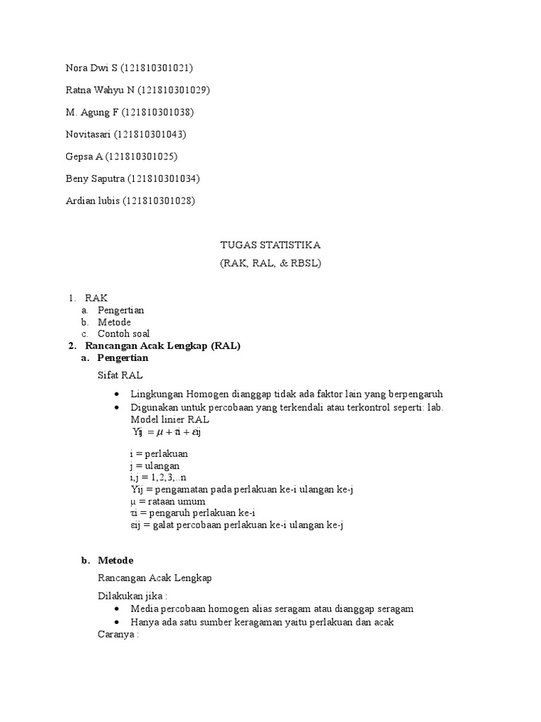 Tugas Statistika Ral Rbsl