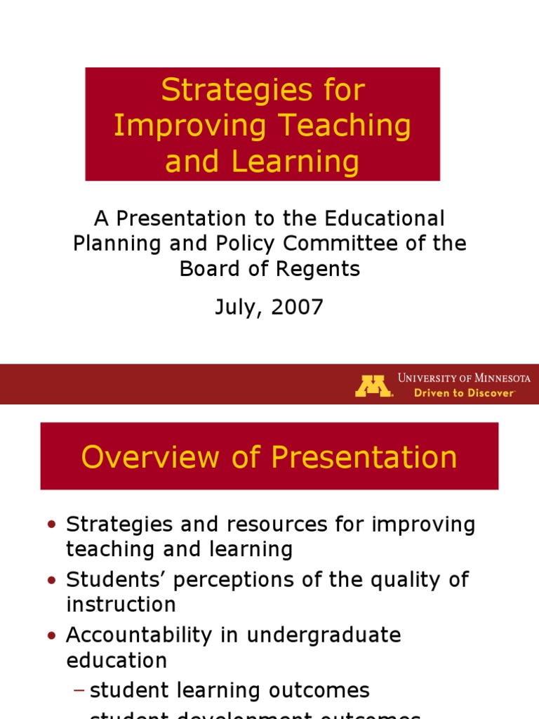 Enhancing Teaching and Learning Strategies | PDF | Course Evaluation ...