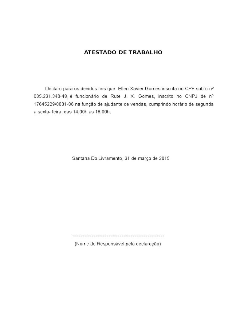 Atestado de trabalho