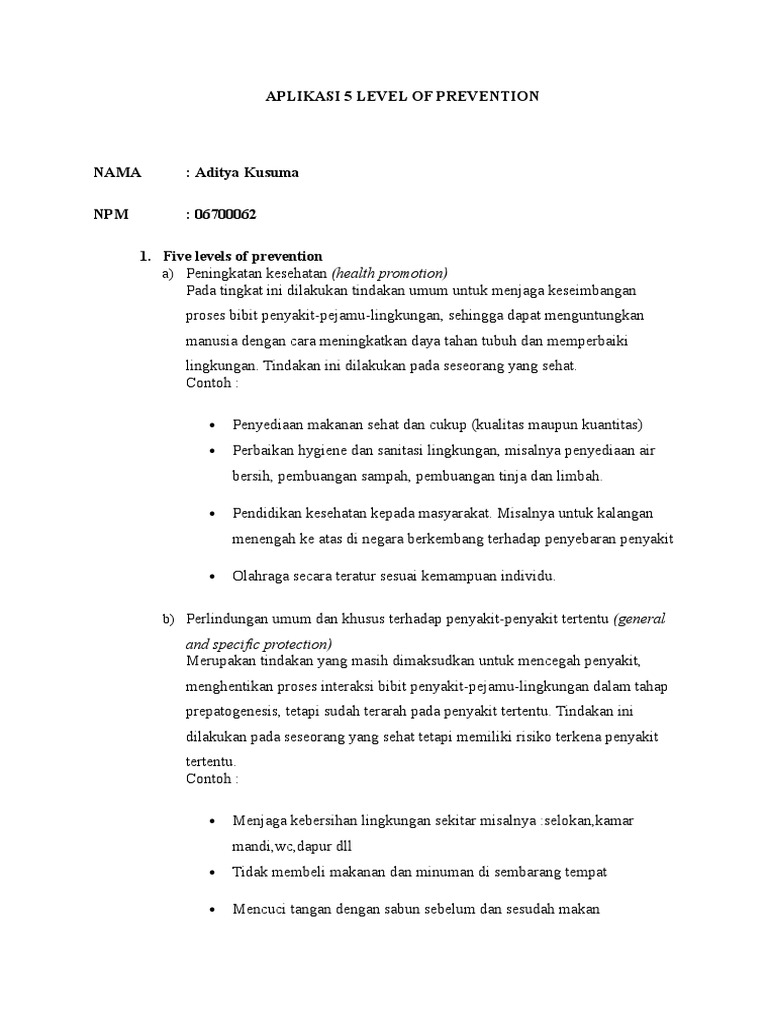 5 Levels of Prevention | PDF