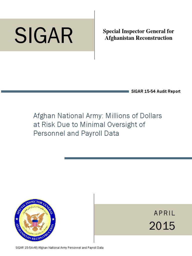 Audit: ANA Payroll Data Oversight Risks | PDF | Afghan National Army ...