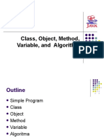 Class, Object, Method, Variable, and Algorithm