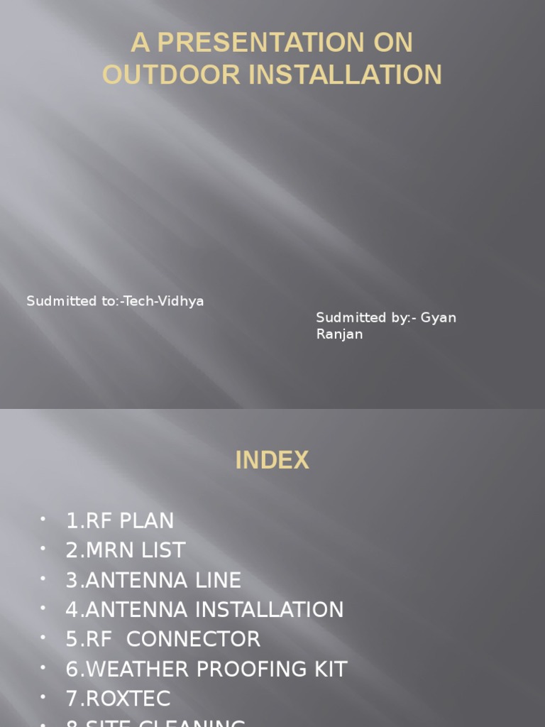 Outdoor Equipment Installation Guide | PDF