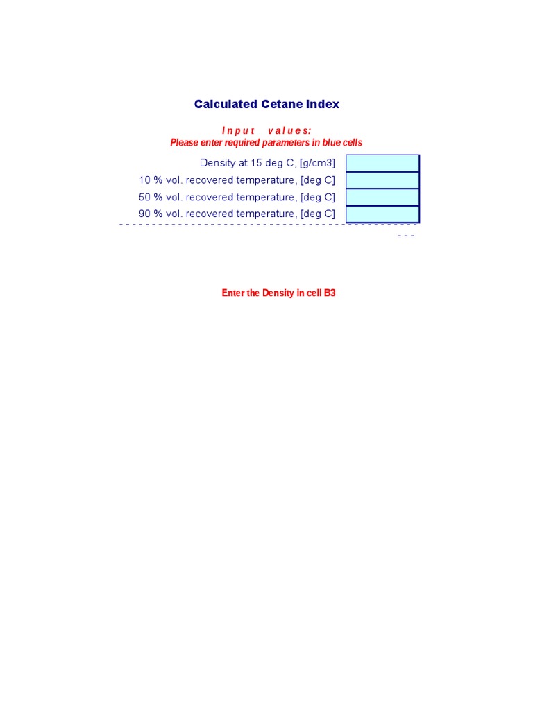 Calculated Cetane Index Parameters Guide | PDF | Technology & Engineering