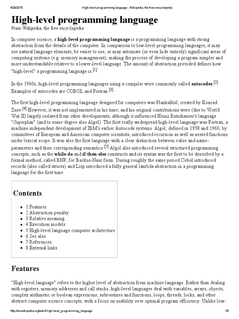 High-Level Programming Language - Wikipedia, The Free Encyclopedia ...