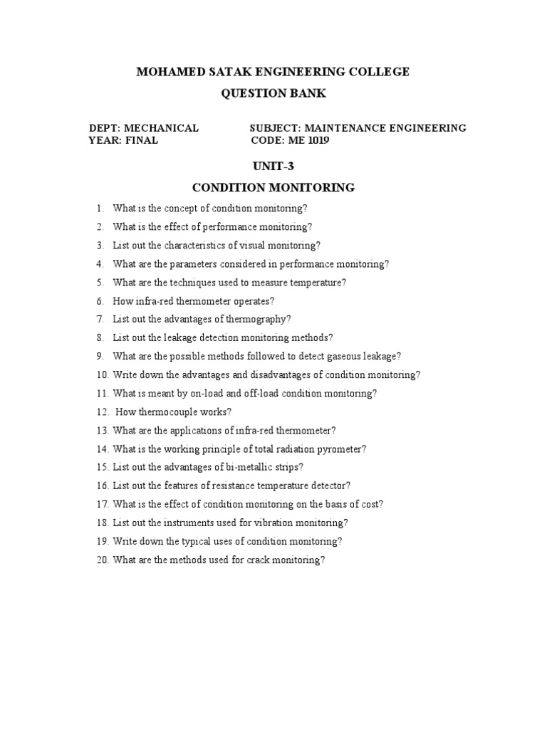 Condition Monitoring in Maintenance Engineering | PDF | Infrared ...