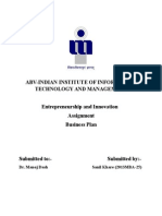 Abv-Indian Institute of Information Technology and Management Entrepreneurship and Innovation Assignment Business Plan